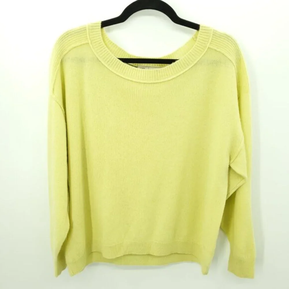Anthropologie Saturday/Sunday Daphne Cashmere Pullover Sweater M Neon Yellow